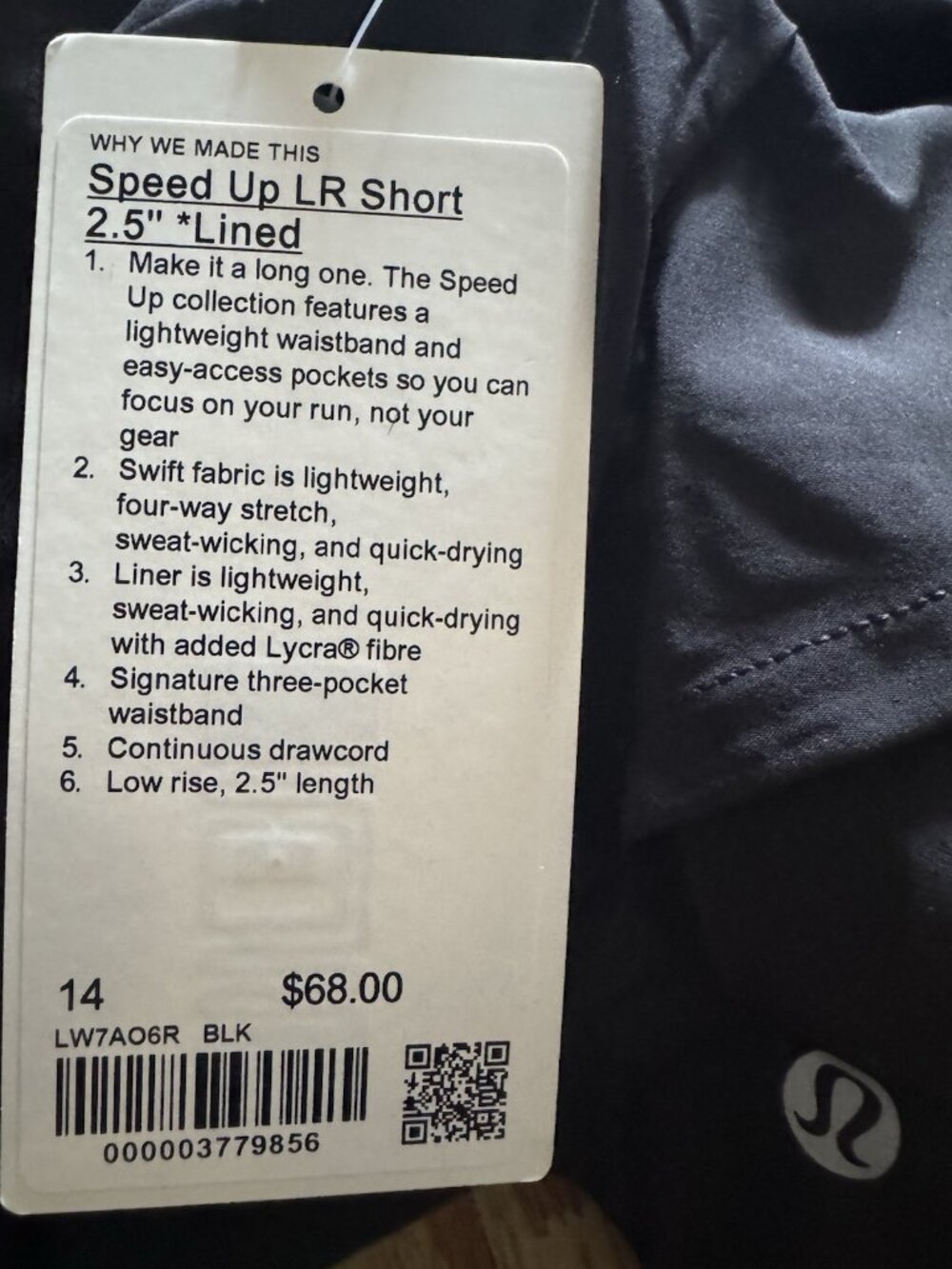 Lululemon Speed Up Low Rise Lined 2.5" Shorts Women Black Size 14 - Picture 6 of 8